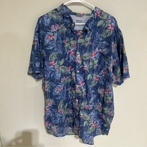 #2 Izod Saltwater Hawaiian Shirt Men XXL Floral Tropical Aloha Relaxed Classic